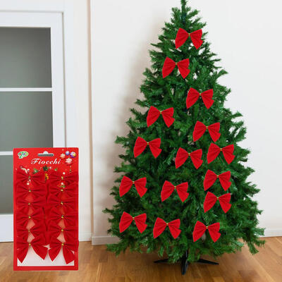 

12pcsset Bowknot Christmas Tree Hanging Ornament Xmas Festival Party Indoor Decoration Christmas Tree Ornament