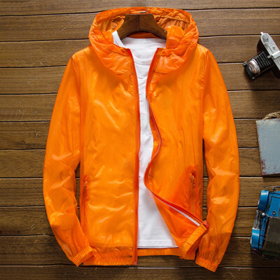 

Unisex Men Women Transparent Hooded Zipper Outdoor Riding Waterproof Coat Jacket