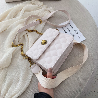 

Retro rhombus chain small bag network celebrity foreign gas bag new 2019 texture simple single shoulder slanted small square bag