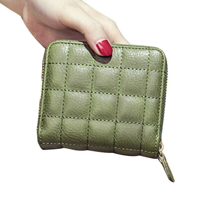 

Women Solid Color Embroider Zipper Faux Leather Mini Coin Wallet Short Purse
