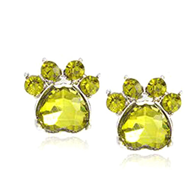 

Dog Pet Paw Animal Birthstone Earring Crystal Heart Earrings Print Charm Birthstone Gift For Lovers Earrings Jewelry