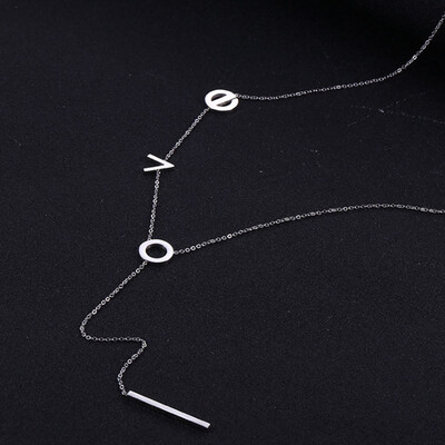 

18K Gold Plated Temperament Long Necklace Wild Love Letter Simple Chain Titanium Steel Clavicle Chain