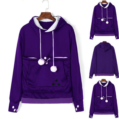 

Unisex Cat Ear Big Kangaroo Pouch Hoodie Long Sleeve Pet Cat Dog Holder Carrier Sweatshirt