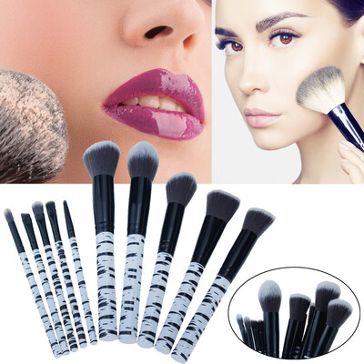 

〖Follure〗10 Pcs Marble Makeup Brush Set Eye Shadow Brush Cosmetics Blending Brush Tool