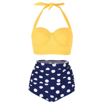 

Polka Dot Ruched Padded Bikini Set