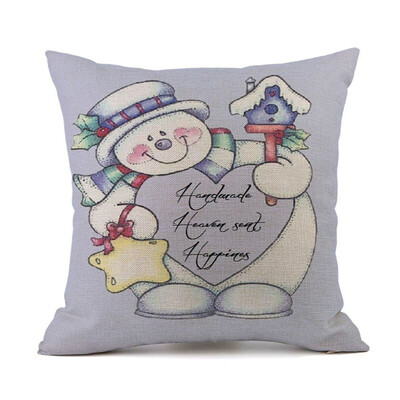 

Tailored Merry Christmas Snowman Cushion Cover Square Pillow Case Home Decor