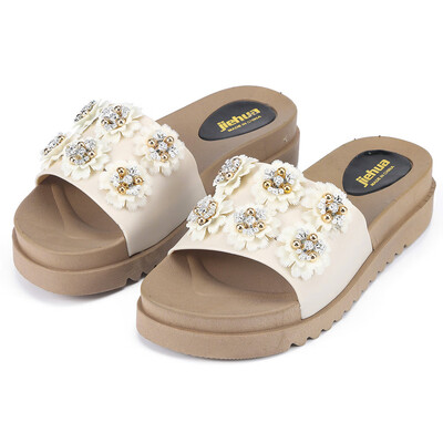 

Rose Womens Fashion Wild Thick-Soled Sandals Flowers Set Toe Wear Non-Slip Slippers