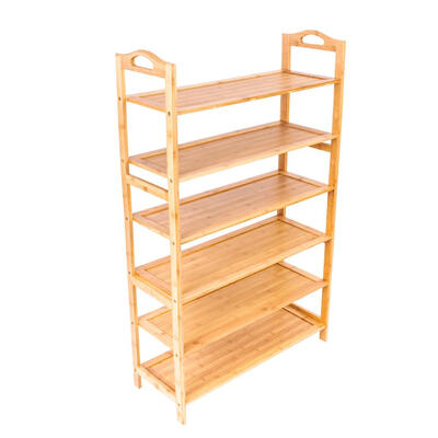 

6 Layer Portable Bamboo Shoe Rack Stand Wood Color Home Storage Organizer