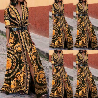 

USA Women BOHO Long Evening Party Cocktail Floral Summer Beach Maxi Long Dress