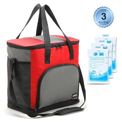 

25L Outdoor Insulated Bag Cooler Lunch Tote Food Freshness Insulated Cooler Bag Gift 3 Ice Bag for Camping BBQ Picnic