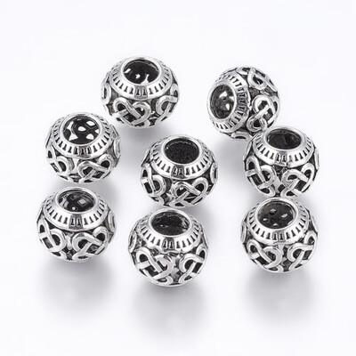 

Tibetan Style Alloy European Beads Large Hole Beads Rondelle Antique Silver 11x95mm Hole 5mm