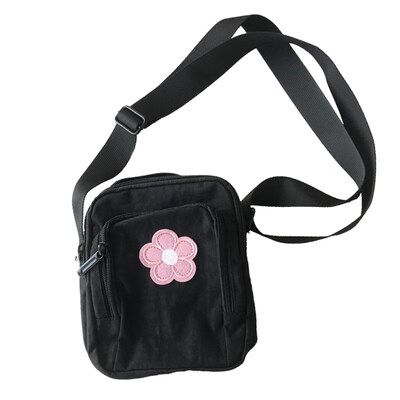 

Fashion Women Flower Pattern Square Zipper Small Nylon Crossbody Shoulder Bag