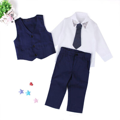 

Baby Boys Gentleman Wedding Suits ShirtsWaistcoatLong PantsTie Clothes 1Set 2