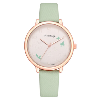 

PU wrist watch Harajuku style popular maple leaf mirror student watch