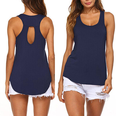 

Nomeni Women High Low Hem Backless Workout Tank Top Sleeveless Yoga Shirt Blouse