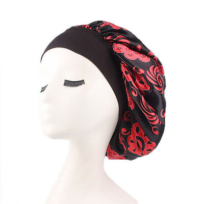 

Silk Night Sleep Cap Hair Bonnet Hat Head Cover Satin Wide Adjust Elastic Band