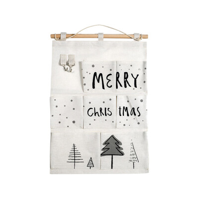 

〖Follure〗Christmas Decoration Storage Canvas Hanging Bag Door Decoration Storage Bag
