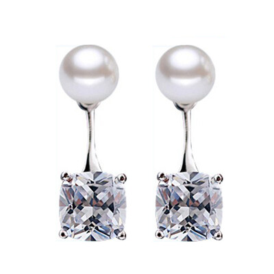 

Stylish Korea Version Super Flash Drop Silver Stud Earrings Korean Hanging Pearl Temperament Hypoallergenic Earrings