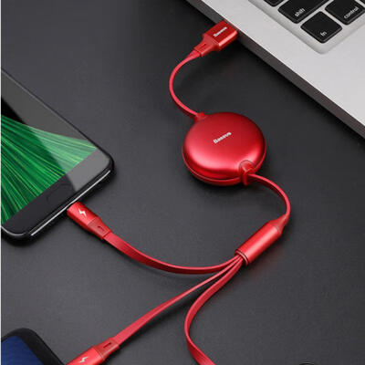 

Baseus Flat 3-in-1 35A LightningType-CMicro USB Charging Cord-12m