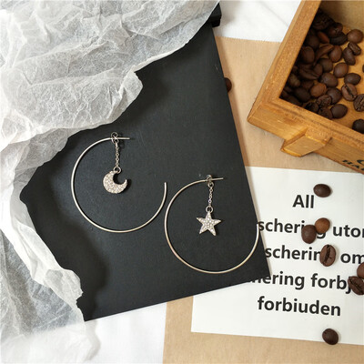 

Aretes de mujer modernos 2018 new design star moon pendant earrings fashion wild minimalist jewelry Korean earrings for women