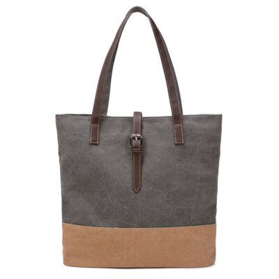 

Casual Color Block Womens Large Capacity Canvas Shoulder Bag Tote Handbag