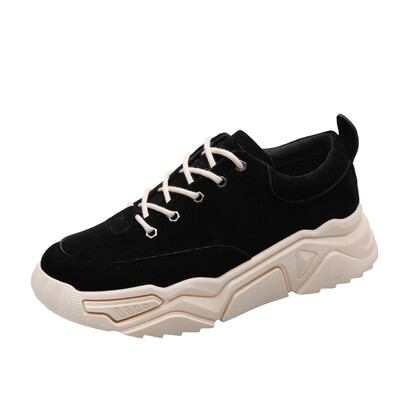 

Increased canvas shoes&suede solid color sneakers in thick soles
