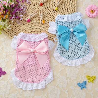 

Cat Clothes Dog Wedding Dress Cotton Lace Floral Dress Latge Bowknot Pet Dog Dress Summer Chihuahua Pug Yorkie Clothing Puppy