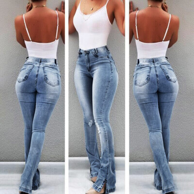 

〖Follure〗Women High Waisted Skinny Denim Jeans Pocket Stretch Slim Button Pants Jeans