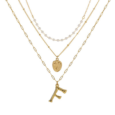 

2019 New Face Coin Beads Alphabet Initial LetterPendant Necklace Female Gold Color Chain Choker Collar Necklaces for Women