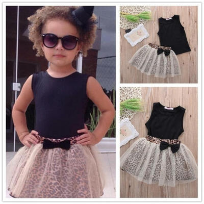 

Hot Kid Baby Girl Sleeveless Round Collar TopLace Dress 2Pcs Suit Outfit set UK