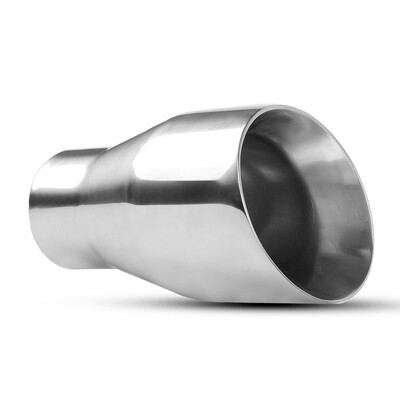 

Polished Double Wall Exhaust Tips 225" Inlet 35" Outlet 7" Long SS Weld-On