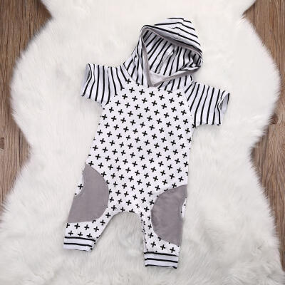 

Newborn Baby Girls Boy Hooded Romper Cross Jumpsuit Bodysuit Outfits One-pieces