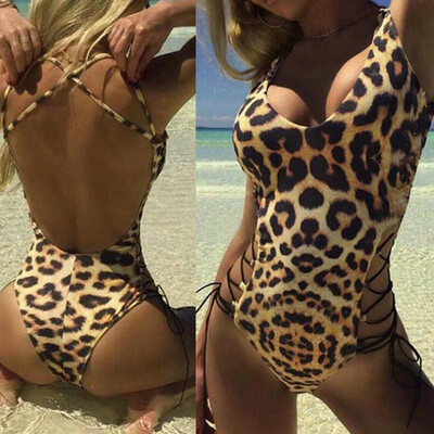 

Womens Leopard Printed Hollow Bikini Bathing Suit Swimsuit Swimwear Beachwear