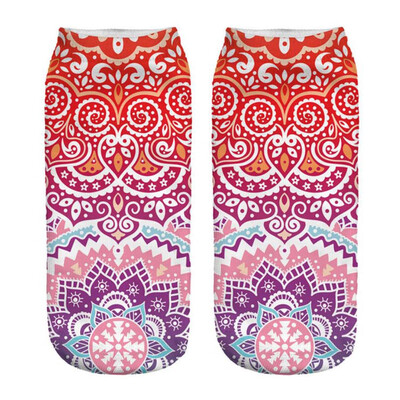 

New Arrival Short Mandala Socks Women 3D Print High Quality Polyester Beauty Flower Low Cut Ankle Socks