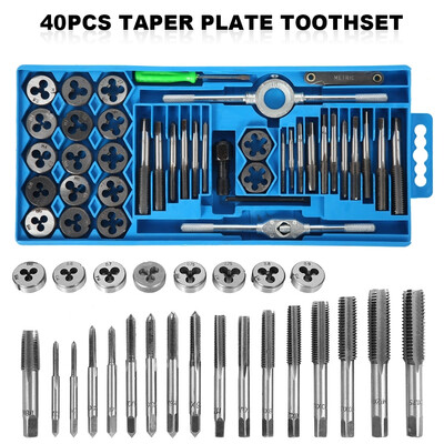 

40Pcsset Professional M3-M12 Metric Tap Wrench&Die Pro Set Nut Bolt Alloy Metal Hand Tools