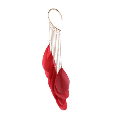 

Boho Natural Feather Dangle Hoop Earrings NO Piercing Cuff Ear Clip Women