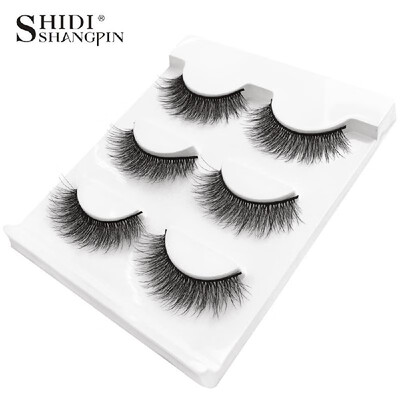 

SHIDISHANGPIN 3 Pairs 3D Mink Eyelashes Handmade Natural Cross Long Fake Eye Lashes Extension Wispy False Lashes