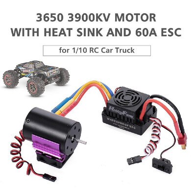 

HobbyFans 3650 3900KV Brushless Motor with Heat Sink&60A ESC with BEC Waterproof for 110 RC Car Truck