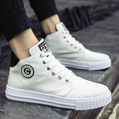 

Summer Korean version of mens shoes canvas autumn teenagers leisure trend high-rise board shoes tidal shoes