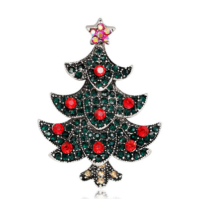 

FUNNYBUNNY Vintage Christmas Tree Brooch Elegant Diamond Rhinestones Star Charm Brooch Pin Father Christmas Ornament