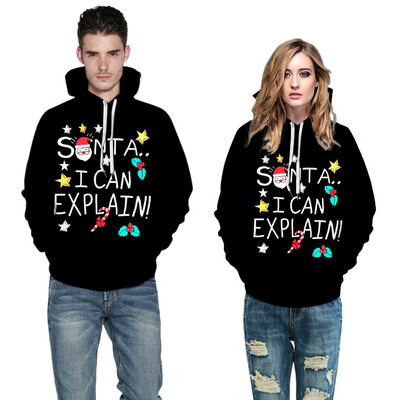 

Toponeto New Christmas Style Couples Christmas 3D Printed Long Sleeve Hat Blouse
