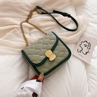 

Texture contrast color bag chic lock chain womens bag new 2019 diamond small square shoulder bag messenger bag