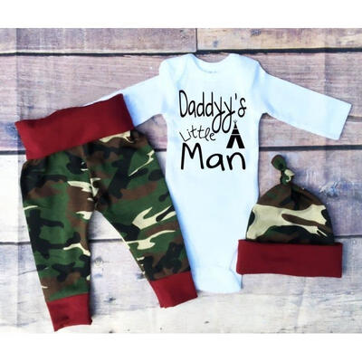 

Camo Newborn Baby Boys Girls Clothes Tops Romper Pants Leggings Hat 3PCS Home Outfits Set