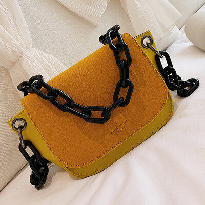 

Xiaozhong design 2019 Korean new resin chain handbag slung saddle bag Joker fairy bag