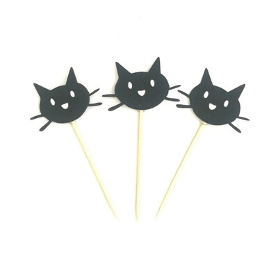

FUNNNYBUNNY Cat Cupcake Toppers Shiny Black Gold Silver&Pink Cute Cat Head Cake Top Decor for Baby Shower Birthday Party
