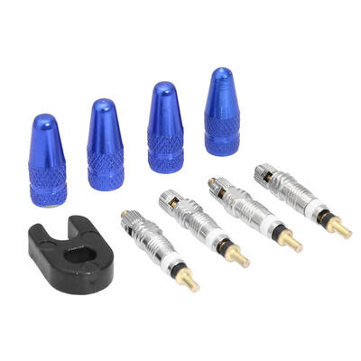 

4pcs Presta Valve Stem Caps 4pcs Valve Cores Wrench Bicycle Tool Kit