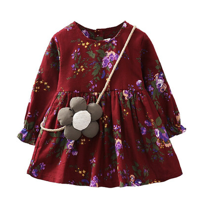 

Baby Girls Dress Floral Print Long Sleeve Flower Kids Dress Baby Girl Clothes Princess Dress
