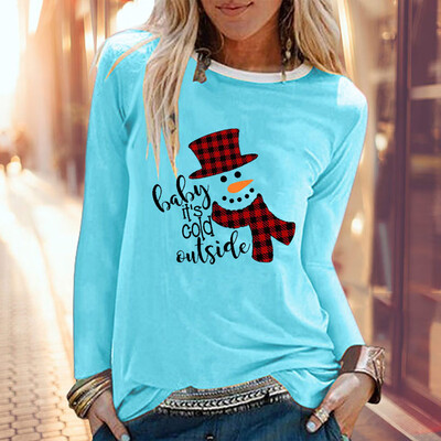 

Tailored Christmas Women Print Color Print Tops Hooded Pullover Blouse T-Shirts