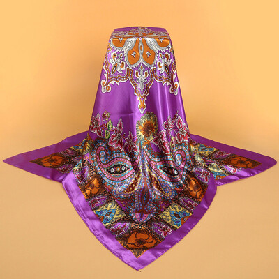 

Simulation silk scarf spot wholesale 90cm satin large square scarf Yiwu scarf factory direct sales special gift
