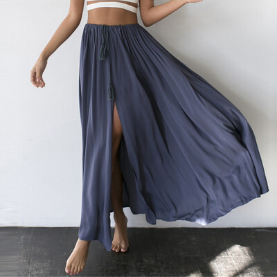 

Roseonmyhand Womens Casual Chiffon BOHO Ladies Solid Gypsy Long Maxi Full Skirt
